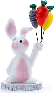 Glass Rabbit Figurine (2.5 Inch), Hand Blown Glass Bunny Rabbit Figure with Colourful Carrots, Miniature Animal with Murano Glass for Table Decor, Small Rabbit Sculpture Art with Lampworking