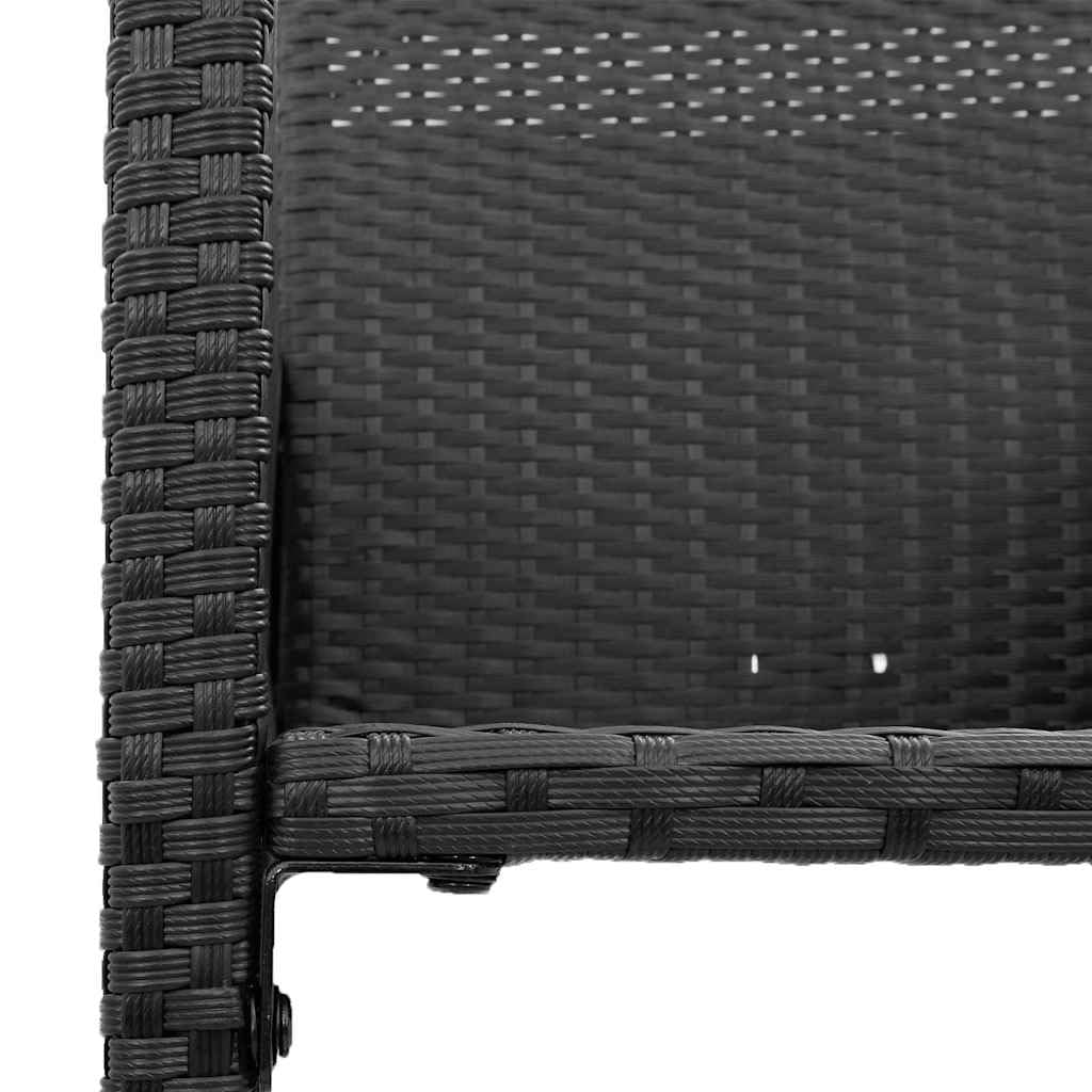 Juego de muebles de jardín de 5 piezas, sin cojín, color negro, polirratán, acacia, resistente a la intemperie, para terraza, balcón y jardín, con marco de acero robusto y asiento para zonas