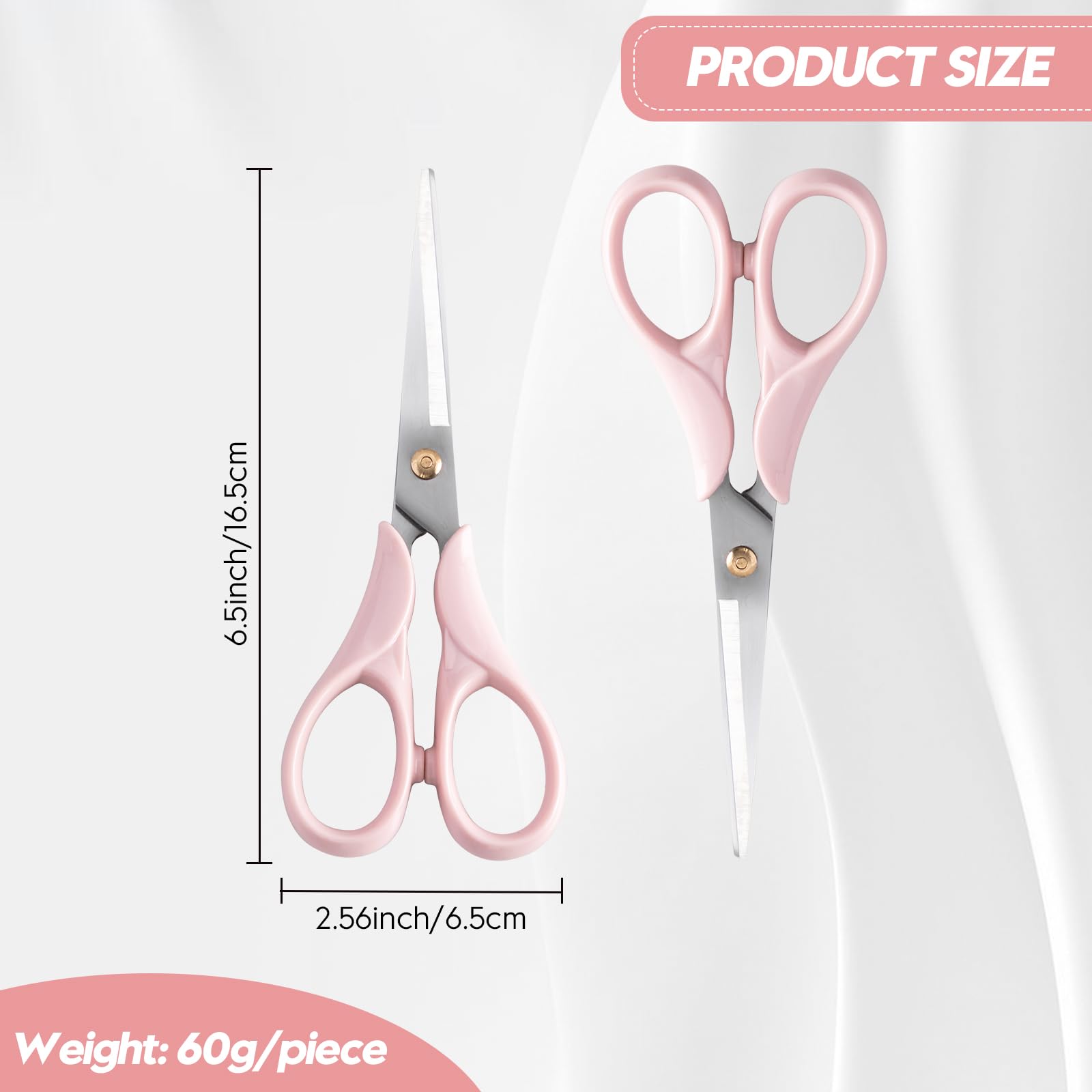 Honagu Professional Scissors - Stainless Steel Precision Blades, Non-Slip Ergonomic Handles for Crafting, Office, Fabric & DIY Projects (Pink)