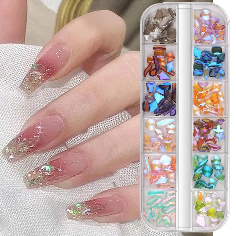 S.A.V.I Aurora 3D Nail Art Rhinestones – Multicolor Flatback Resin Charms for Nail Extension & Decoration | Color-Changing, Mixed Shapes & Sizes | DIY Nail Accessories | 12-Grid Box for Manicure & Styling-image-35