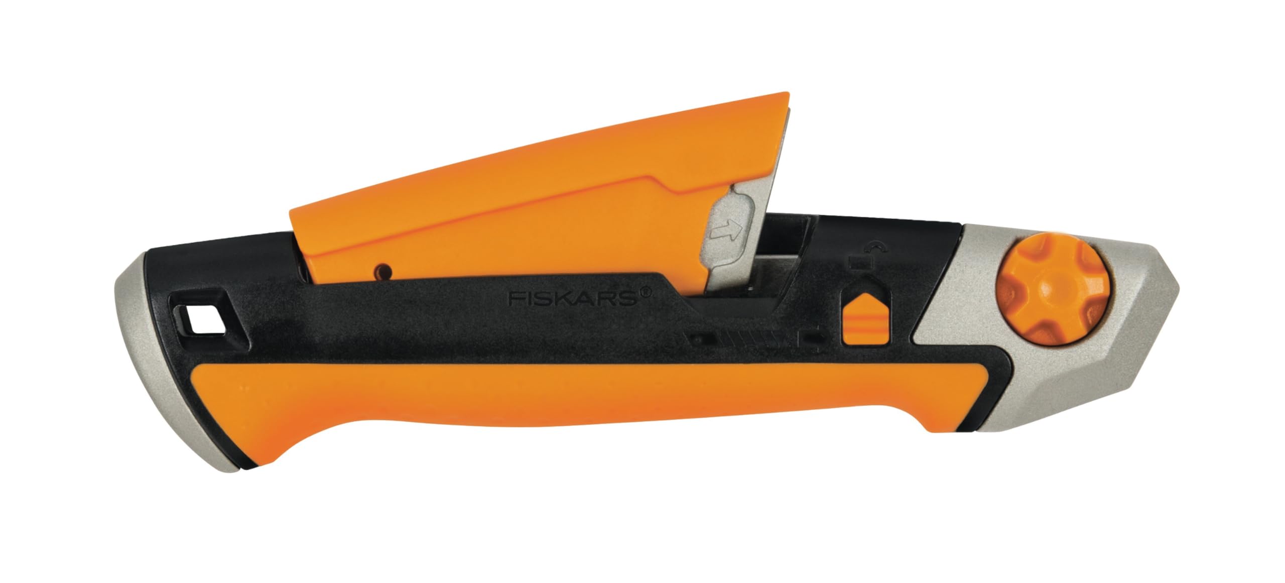 Fiskars Cutter CarbonMax con cuchillas quebradizas 18mm | Acero inoxidable/plástico, negro/naranja, CarbonMax, 1027227