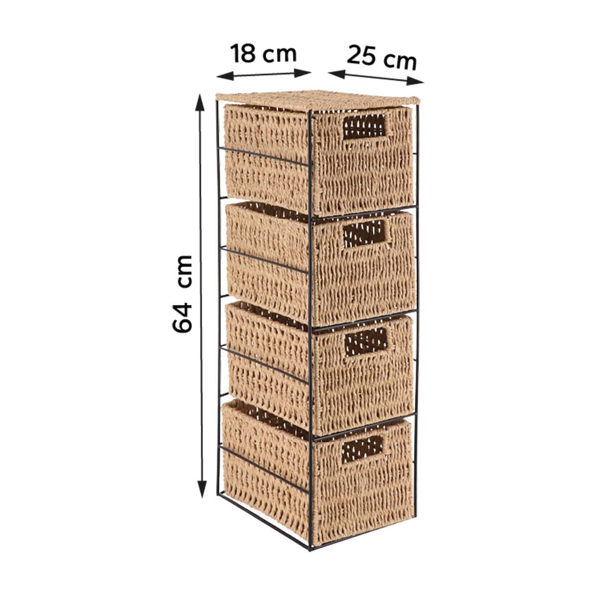 Tendance - Armadietto in metallo a 4 cassetti in carta - naturale