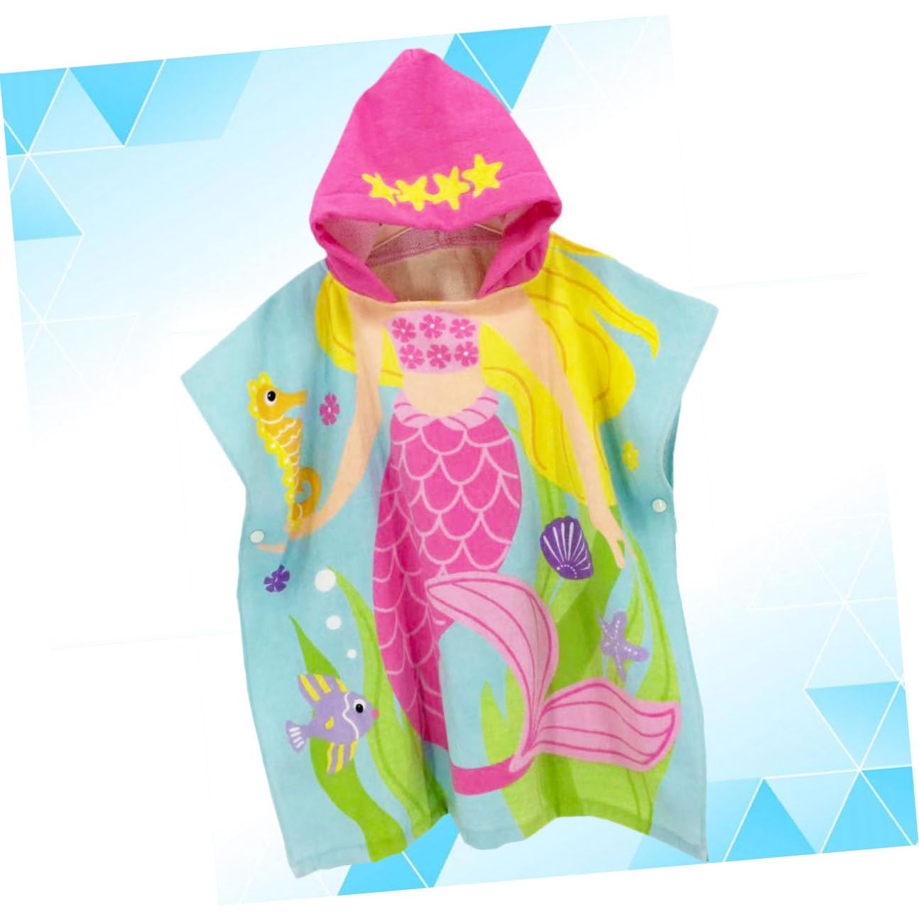 Levemolo Serviette de Plage à Capuche pour Garçon Fille Poncho Bain Léger Coton Peignoir Cartoon Sirène Cape de Bain Portable pour Garçon Fille