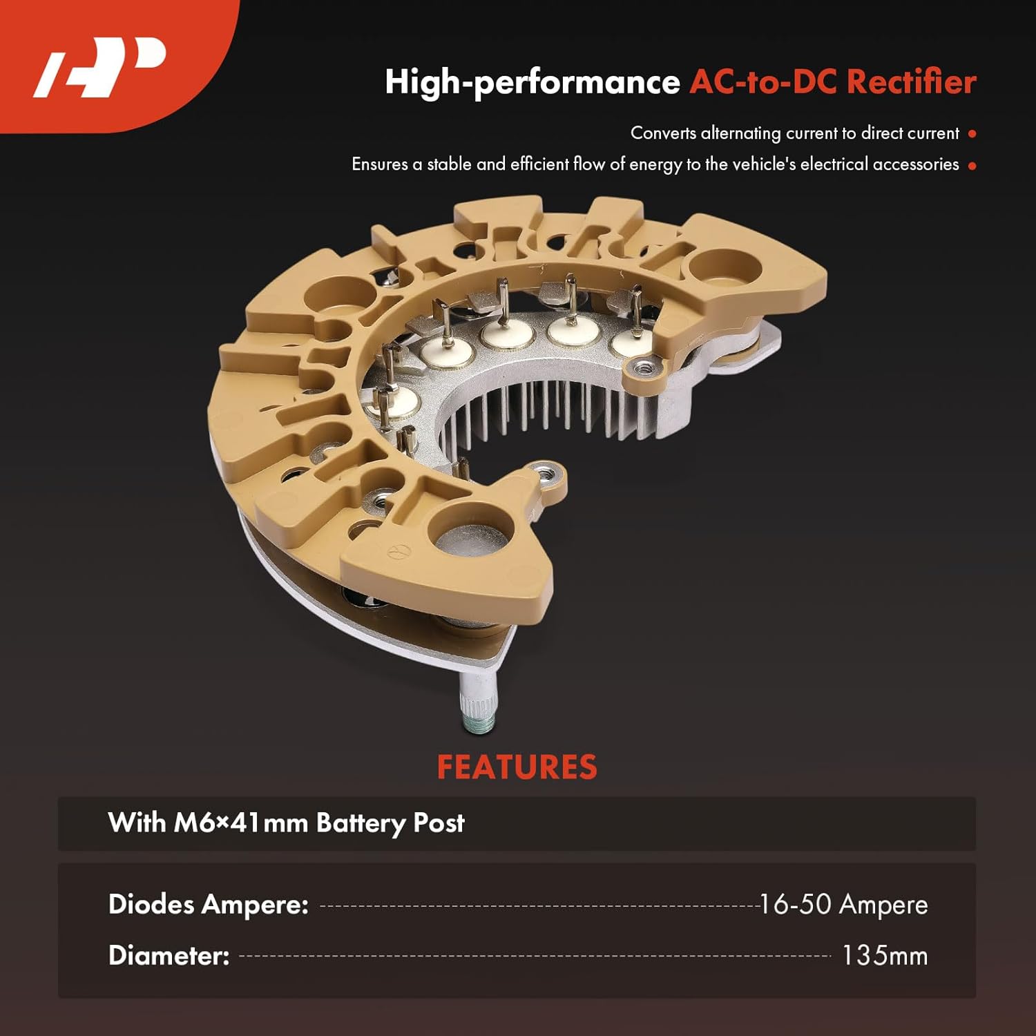 A-Premium Alternator Rectifier Compatible with Ford Crown Victoria 2004-2011 4.6L, 14V Rectifier 16-50A General Diodes