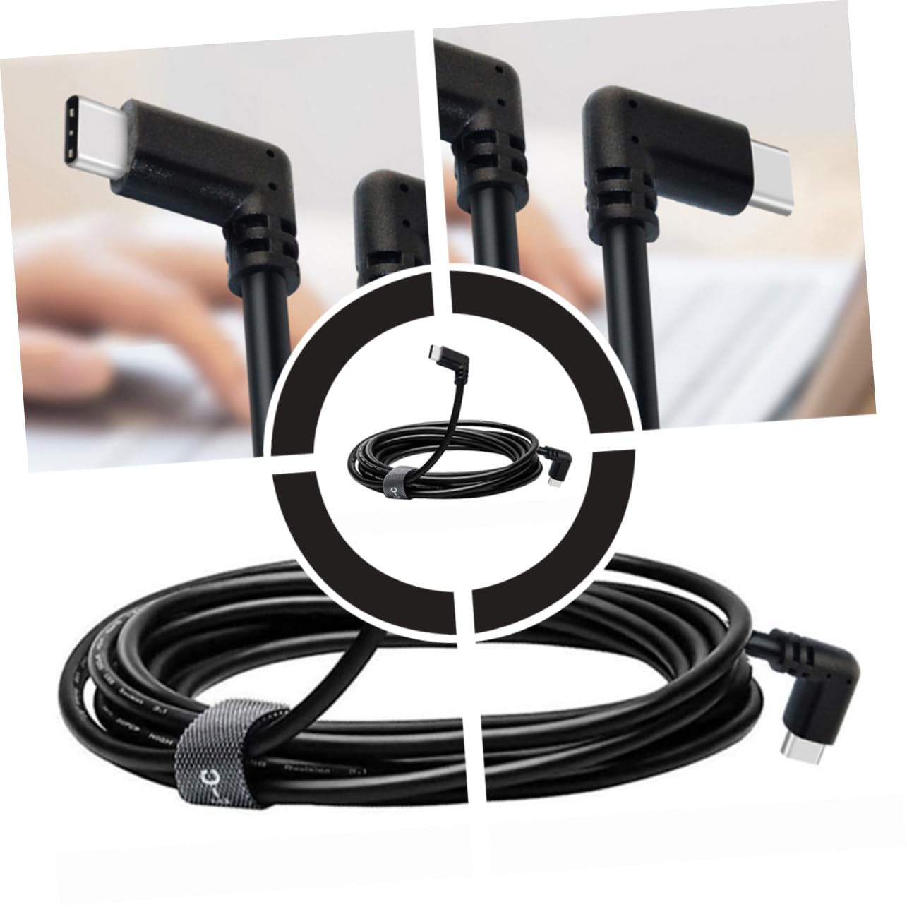jojofuny 3piezas Cable Vr De Doble Tipo c Compatible y Steam Vr Transmisión De Datos y Carga Rápida Conexión Segura y Fiable