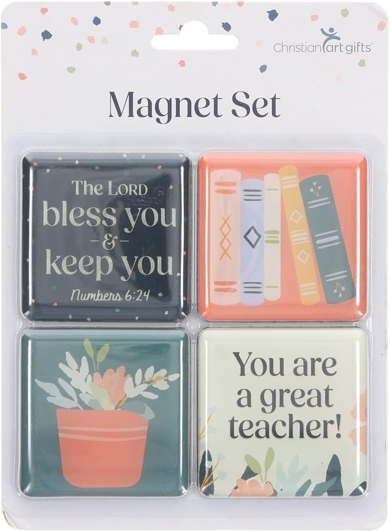 Christian Art Gifts Whimsical Refrigerator Magnets with Scripture 1 Peter 5:7 Inspirational Bible Verse - Everyday Blessings Fridge Magnet Set of 4, Glossy Magnets Home & Kitchen Decoration Pack of 4