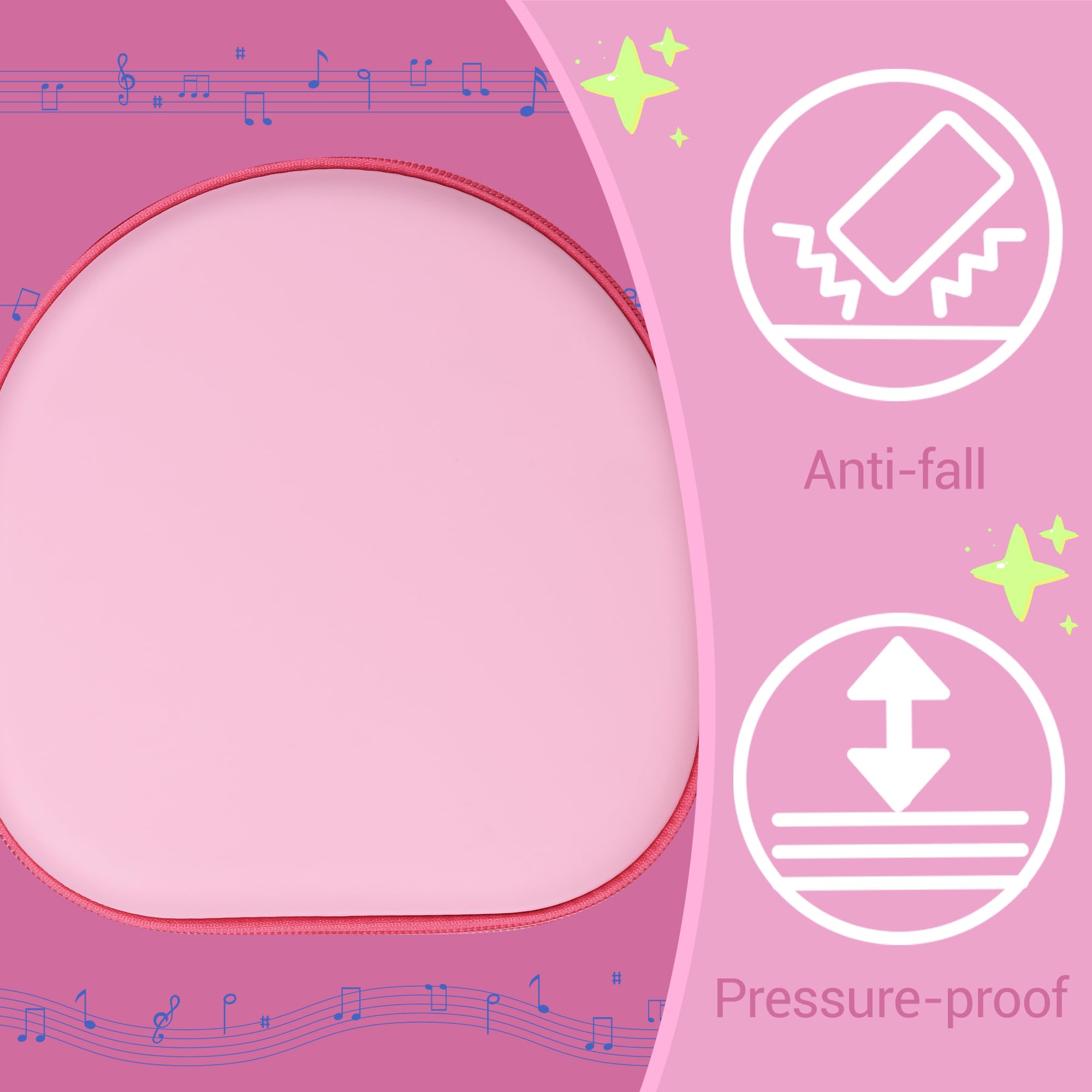 Funda portátil para auriculares ICLEVER BTH 20, funda rígida de EVA rosa con cable de almacenamiento de bolsillo de malla