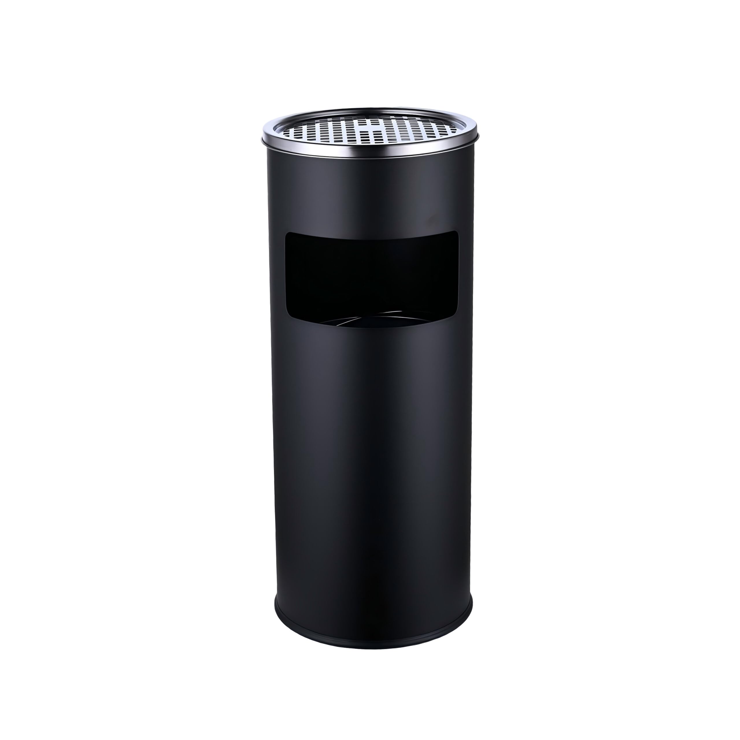 Porta Cenere da Esterno Relaxdays con Cestino, Metallo, 17 l, Colonna per Fumatori, HxD: 60,​5x24 cm, Ferro, Nero/​Argento