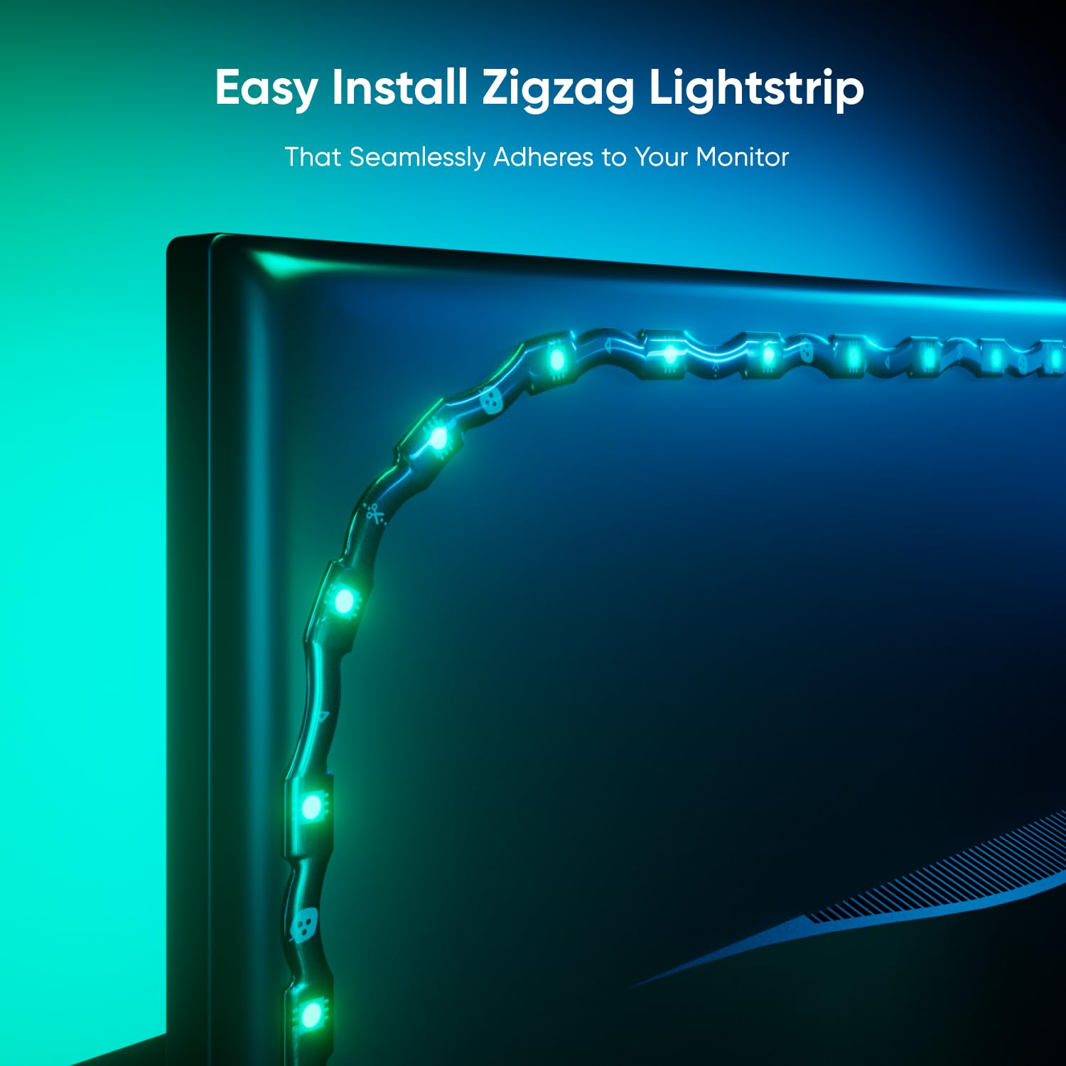 Nanoleaf PC Screen Mirror LED Strip Light, 2.5M RGB IC Zigzag Backlights, Seamless Stick to Monitors up to 32” - Image 2