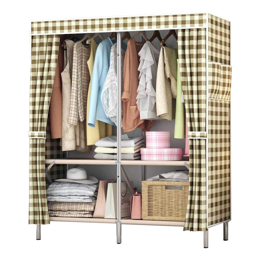 Armoire en tissu portable grise de 161x128x48 cm pour rangement de vêtements