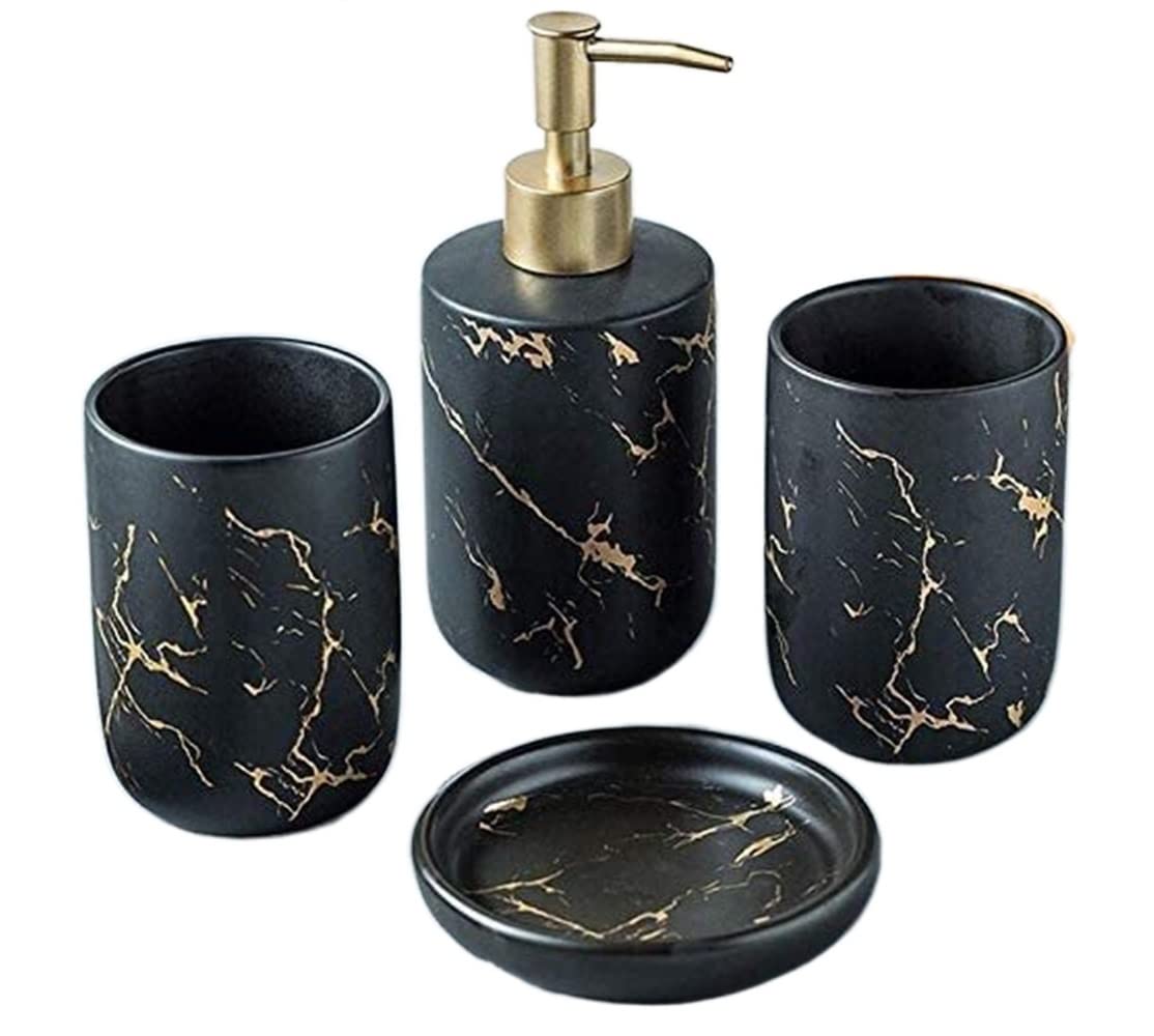 Lyvqzpwlr Black Ceramic Soap Dispenser Set
