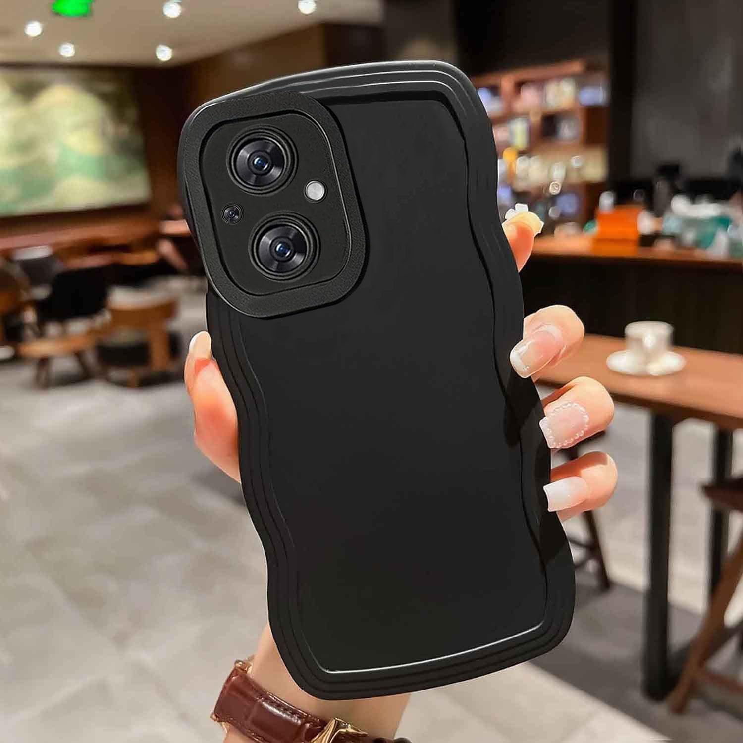 KC Back Cover for Oppo F21 Pro 5G & Oppo F21s Pro 5G, Curly Wave Shape Shockproof Bumper Soft Silicone Case with Camera Protection (Black) (B0CCP6JN6D) Amazon Price History, Amazon Price Tracker
