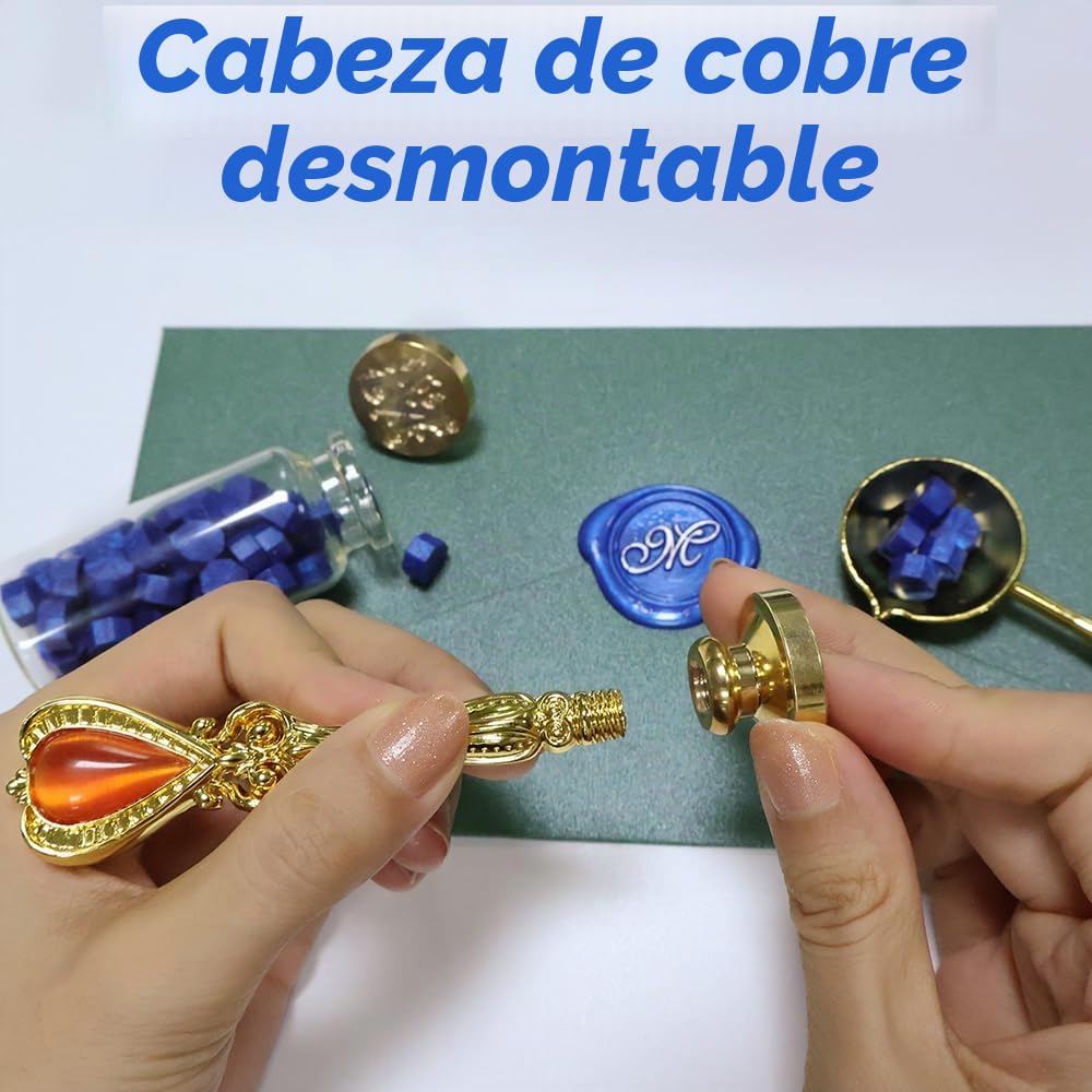 2 Piezas Letra L Sello de Cera Set, Alfabeto Inicial Sello de Cera Kit Vintage Caja de Regalo, A a Z Letra Serie Sello para Invitaciones de Boda, Sobres, Envoltura de Regalos (L)