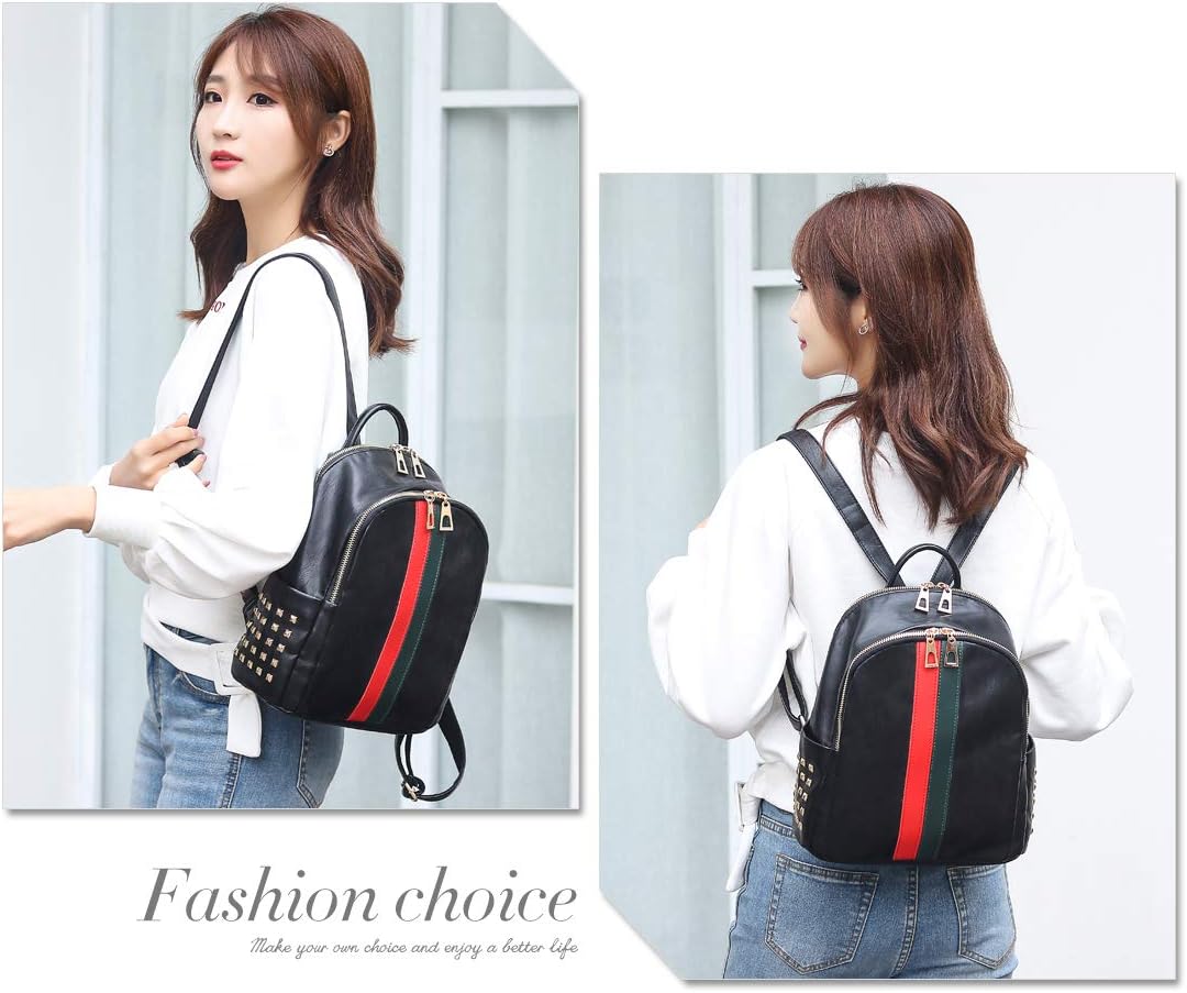 Pu Leather Mini Backpack For Women Purse Cute Daypack Bag Fashion Shoulder Bag (A-Small Black)