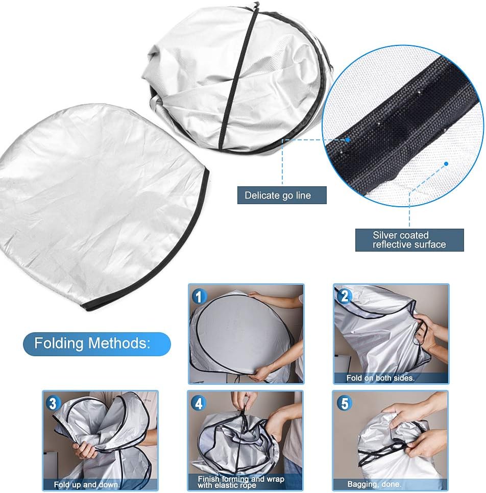 Car Sunshade Compatible with Cadillac Windshield Blocks Visor Cover Car Window Sun Shade Front Window Film UV Rays Protect (62.9 x 33.4 inch)