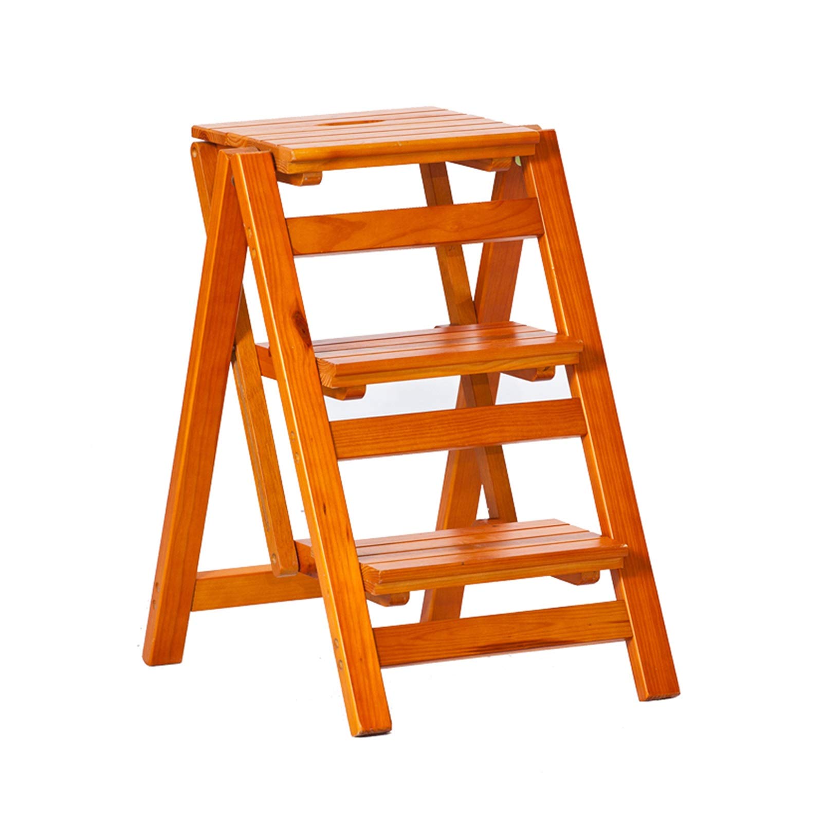 Escalera de madera maciza y taburete premium de 3 peldaños multiusos
