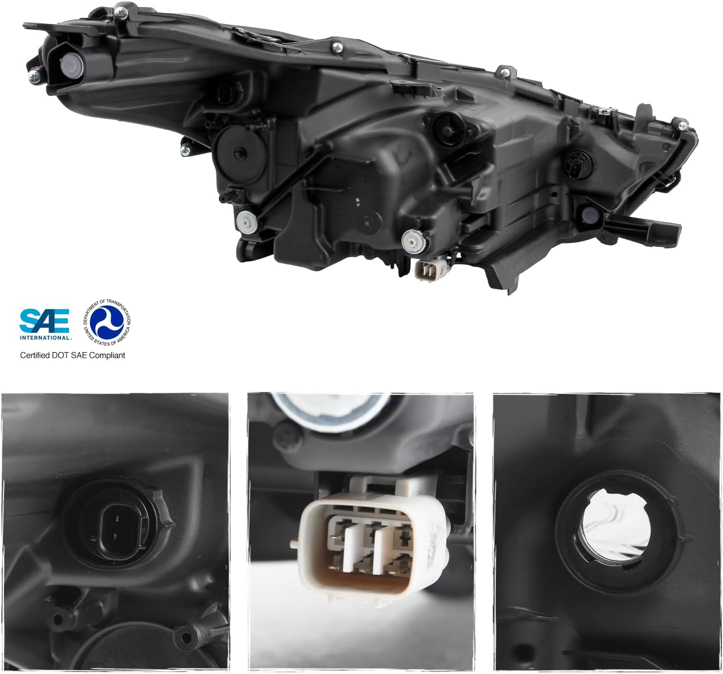 AKKON - Fits 2020-2024 Toyota Highlander [Dual Beam Projector] Chrome Headlights Pair Driver+Passenger w/Non LED DRL