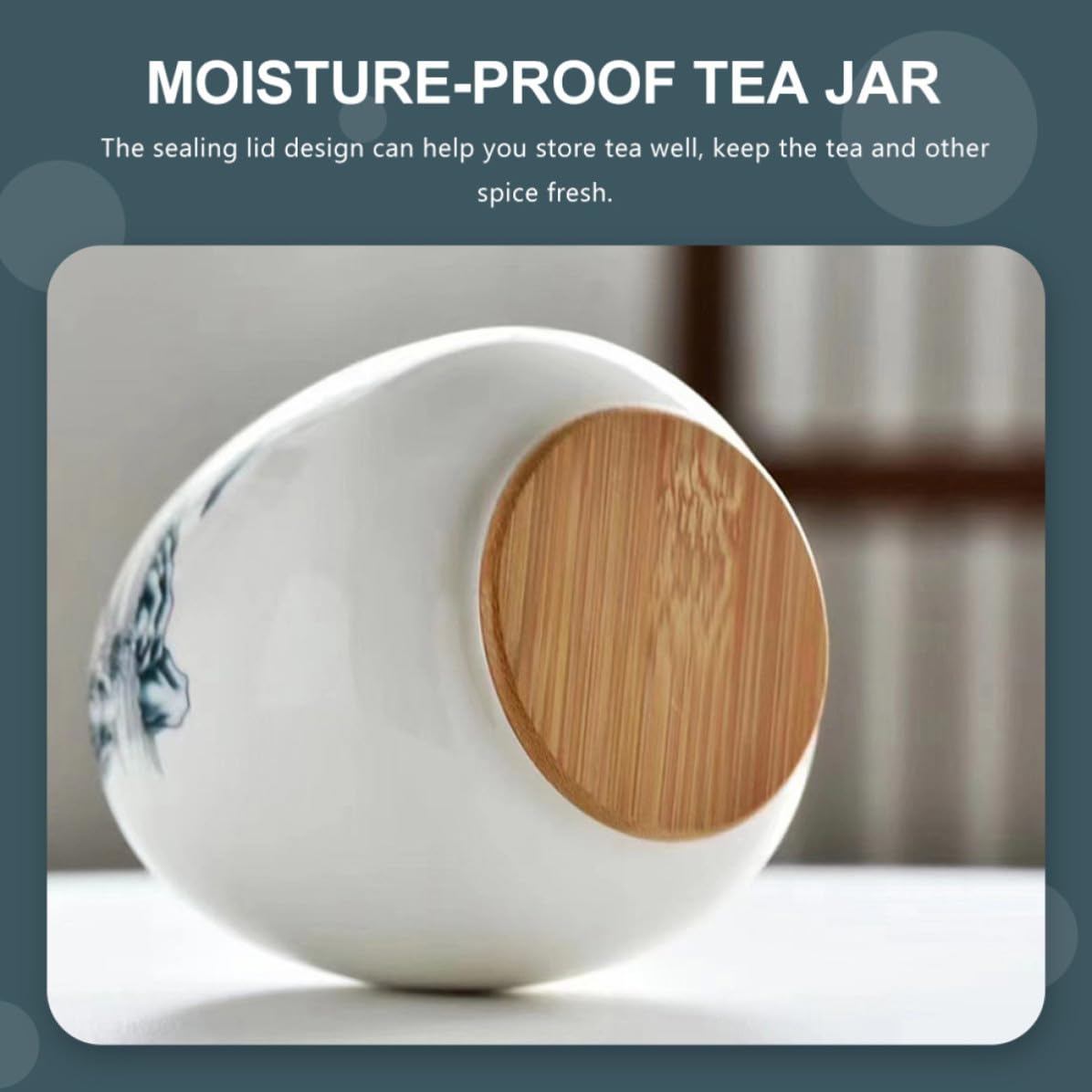Tarro Organizador de Té de Cerámica y Madera Aislamiento para Mantener el Té Fresco en Sala o Restaurante