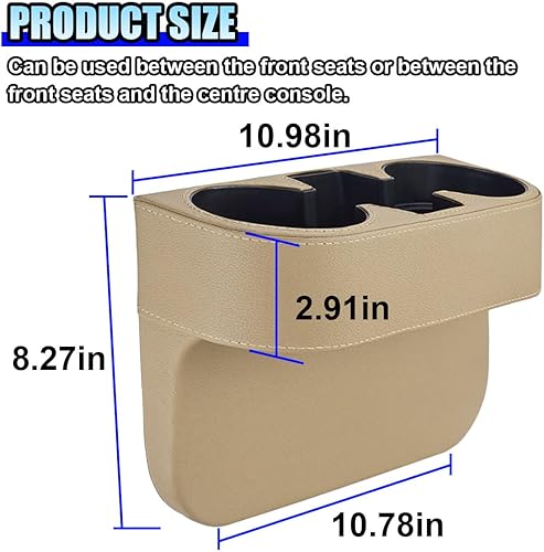 Miniatura 2 de Soporte para tazas de automóvil, caja de almacenamiento de asiento delantero de piel sintética, organizador multifuncional para relleno de huecos de