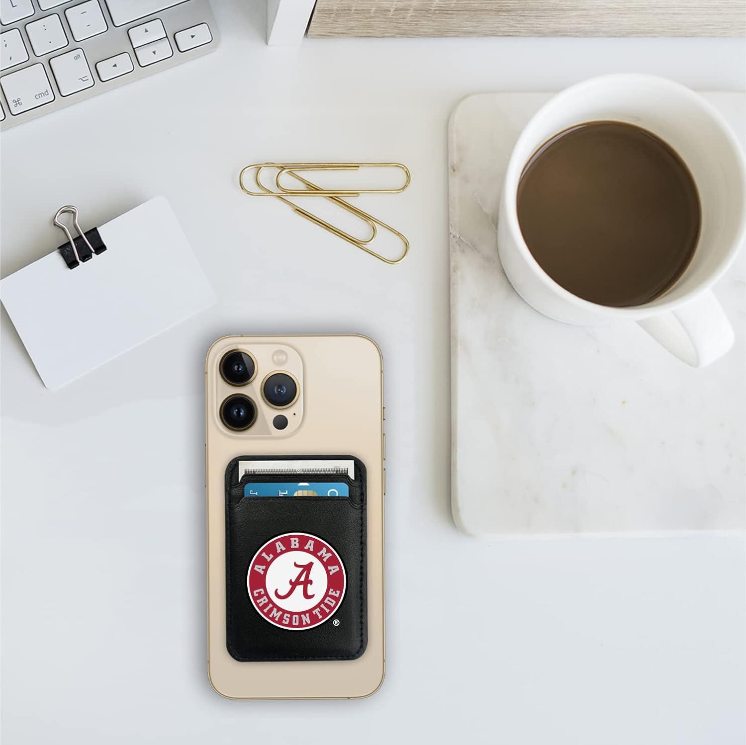 OTM Essentials University of Alabama Faux Leather Phone Wallet Sleeves, Sleek Magnetic Phone Wallet Case, Lightweight Compatible with Magsafe Devices, Classic