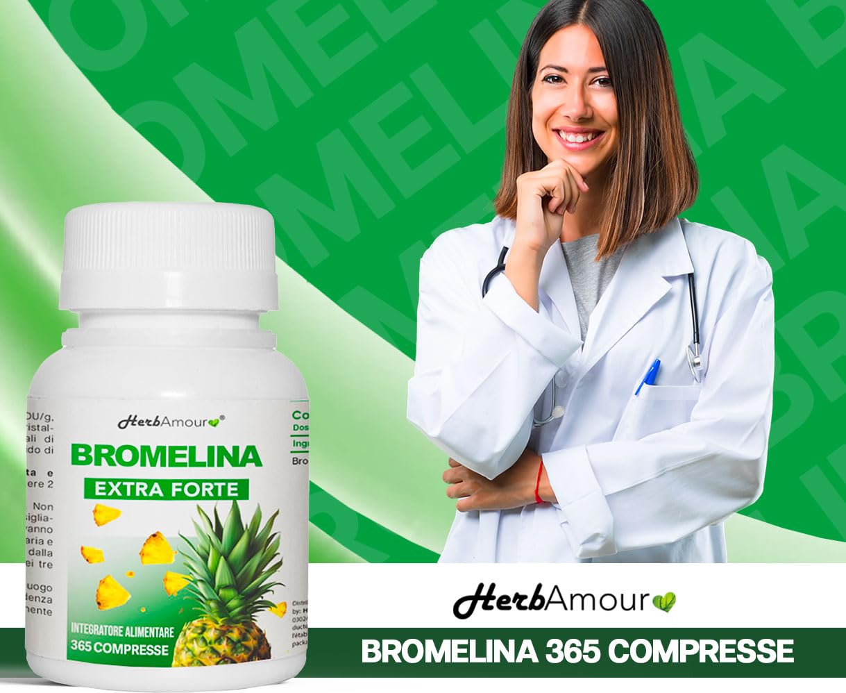 BROMELINA | 365 Compresse | Integratore Alimentare A Base Di Bromelina