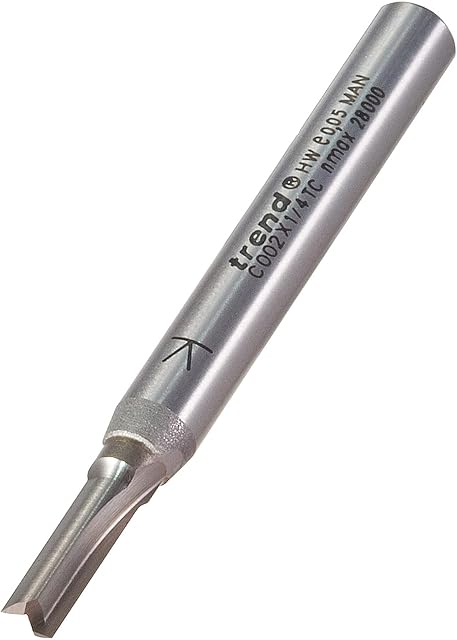 Trend C002X1/4TC 1/4" Shank Straight Router Cutter Bit-Diameter 4mm Cutting Length 11.1mm Tungsten Carbide Tipped,shank 1/4 inch x diameter 4 mm x cut 11.1 mm