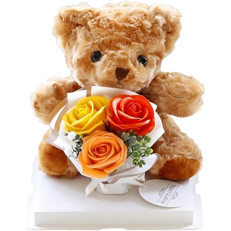 Amazon Shinki くまピーロゼ ソープフラワー テディベア ぬいぐるみ 花 ギフト プレゼント かわいい 枯れない 花束 オレンジ 造花 オンライン通販 Amazon Shinki くまピーロゼ ソープフラワー テディベア ぬいぐるみ 花 ギフト プレゼント かわいい 枯れない 花束 オレンジ 造花 オンライン通販