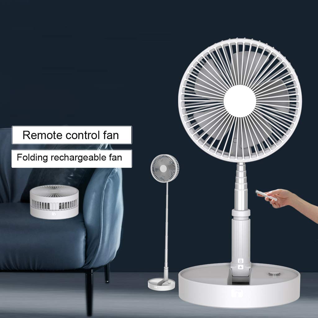 Ventilatore da tavolo telescopico pieghevole da 7200 mAh, con telecomando e temporizzazione, 4 velocità, ricaricabile, USB, per casa e campeggio all'aperto