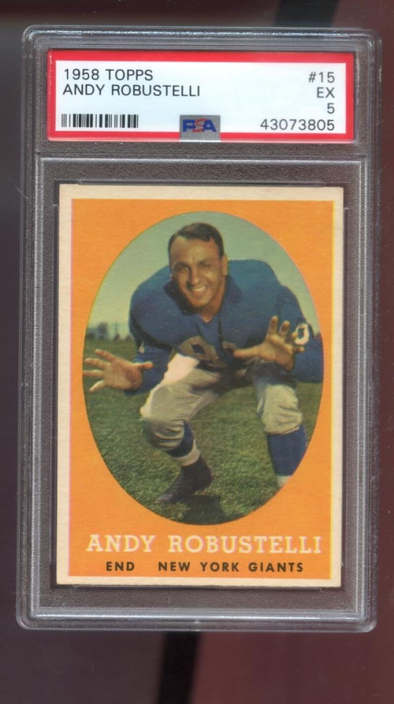 1958 Topps #15 Andy Robustelli PSA 5 Graded Football Card New York Giants