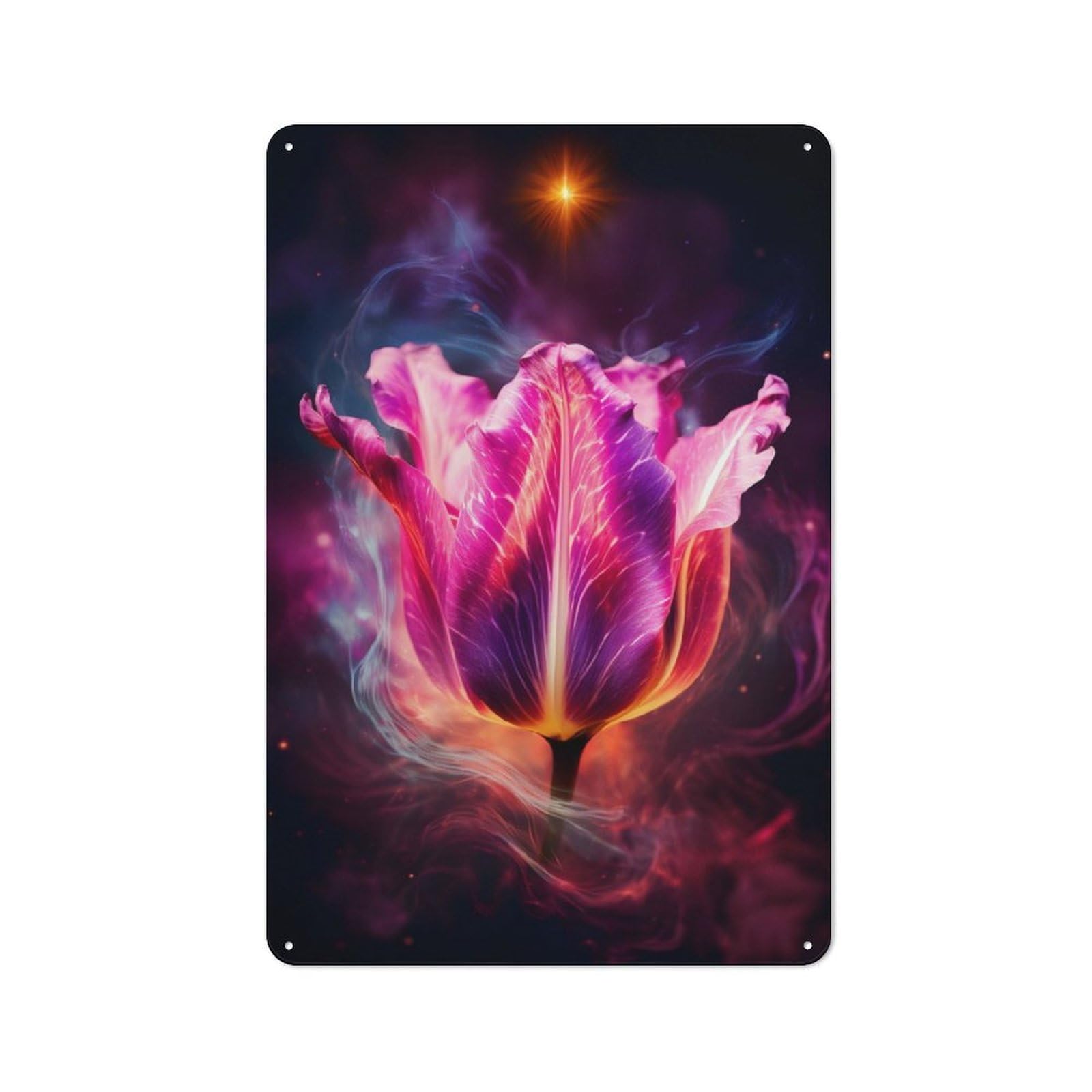 Junmoney Cosmic Tulip Nebula Bloom Vintage Tin Sign 30X20cm With For Guest Room Or Hallway, Suited To Wall Displays In Guest Rooms And Hallways