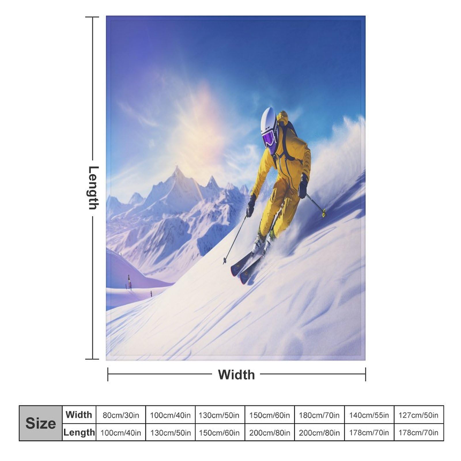Ski de Montagne enneigé Chaudes Couverture en Polaire Flannel Légères Couvertures Toutes Saisons pour Voyager, Lit Ou Canapé 150×200cm