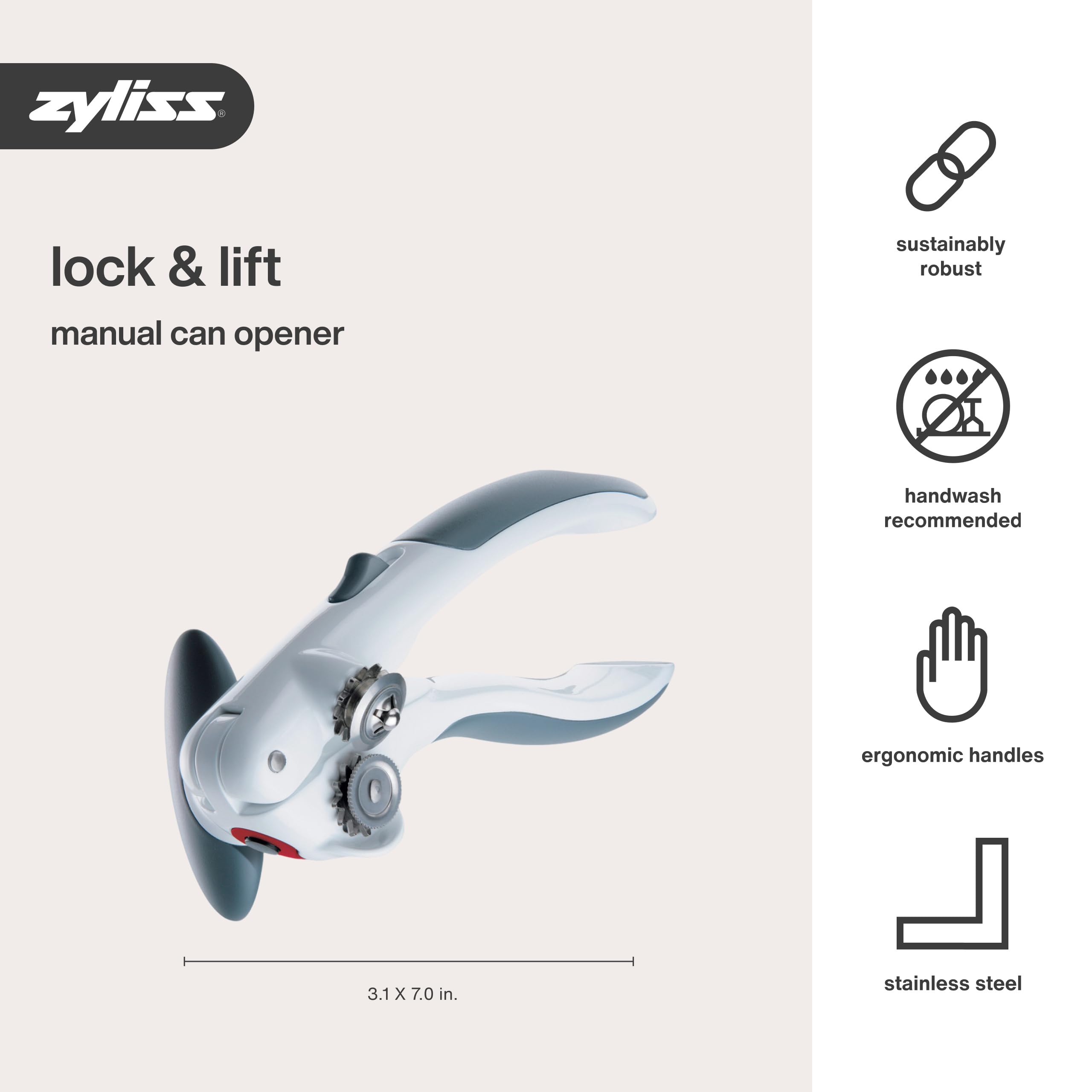 Zyliss Lock N' Lift Dosenöffner mit Deckelheber Magnet Lock N' Lift 100 weiß