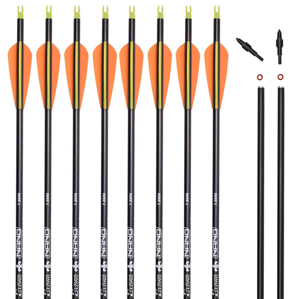 Flèches de Chasse en Carbone avec Pointes Amovibles de 100 Grains pour tir à l'arc composé et Classique et tir à l'arc Traditionnel (Lot de 6/12)