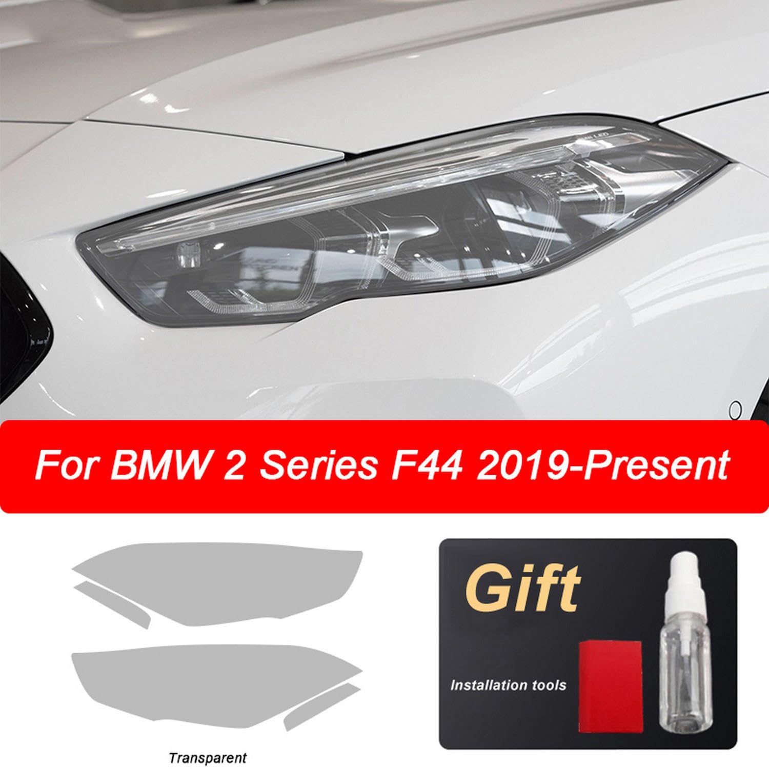 Folia ochronna reflektora samochodowego Renowacja reflektorów Przezroczysta naklejka TPU, do akcesoriów BMW serii 2 F44 Gran Coupe M235i 220d