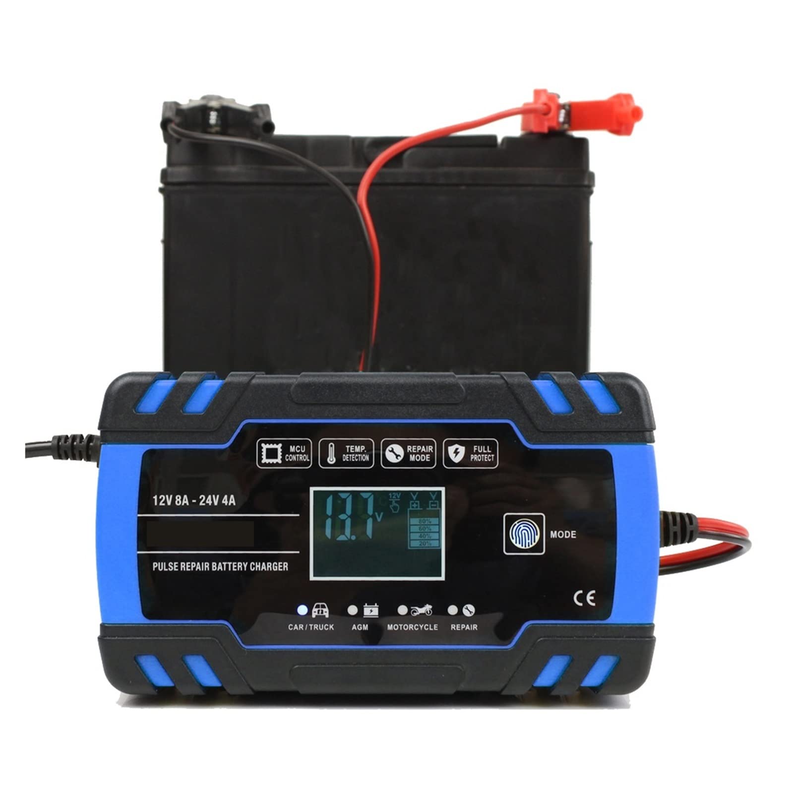 Ładowarka do akumulatorów samochodowych Ładowarka samochodowa 12/2 4V 8a. Naprawa impulsów dotykowych ekranu LCD Szybka ładowanie w mokro suchy kwas ołowiowy cyfrowy LCD (Color : 2)