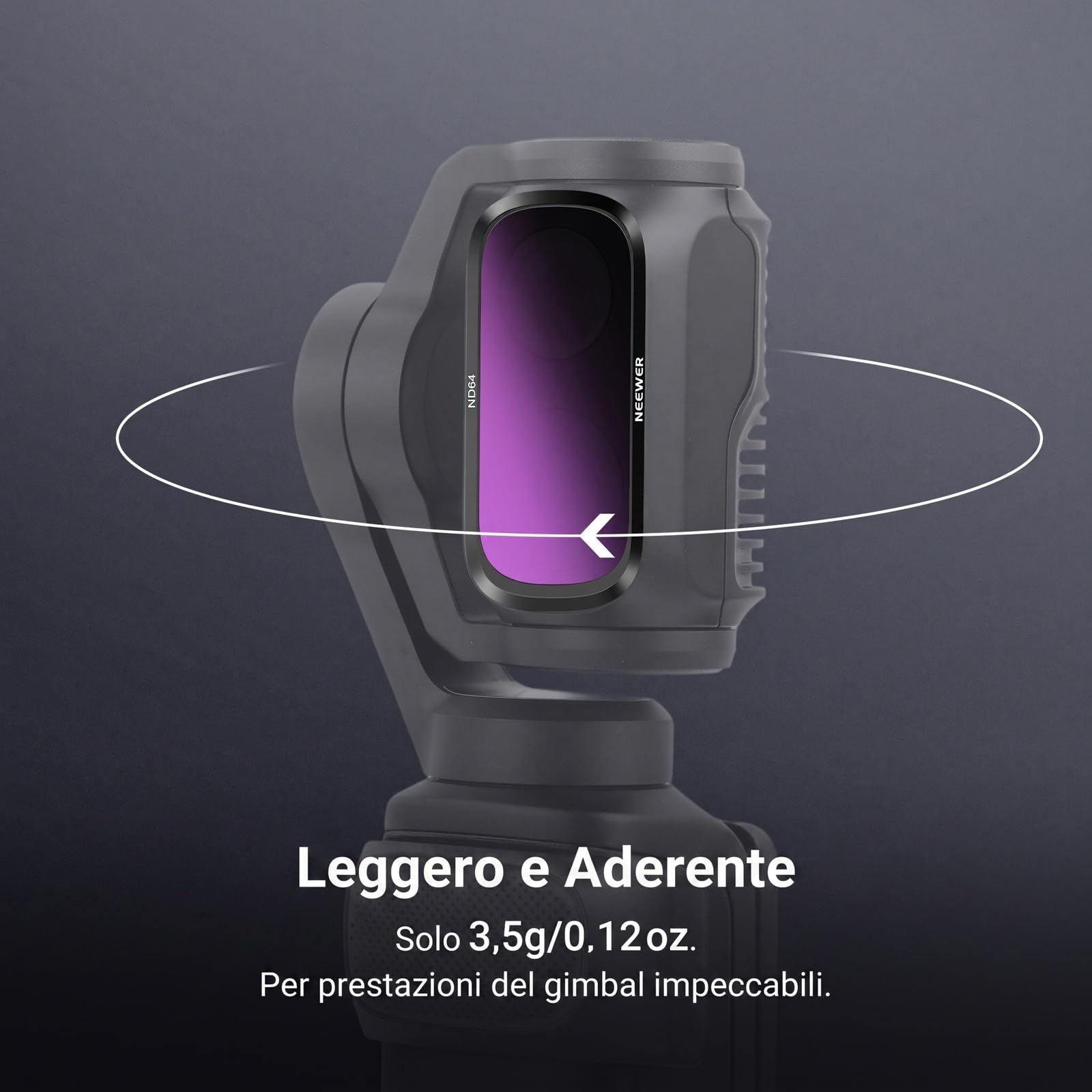 NEEWER Set di Filtri ND Solo Compatibile con Insta360 Luna Ultra, ND8+ND16+ND32+ND64, HD Filtri a Densità Neutra per Obiettivo di Action Camera Gimbal, Kit di Accessori Fotografici, FL-L01