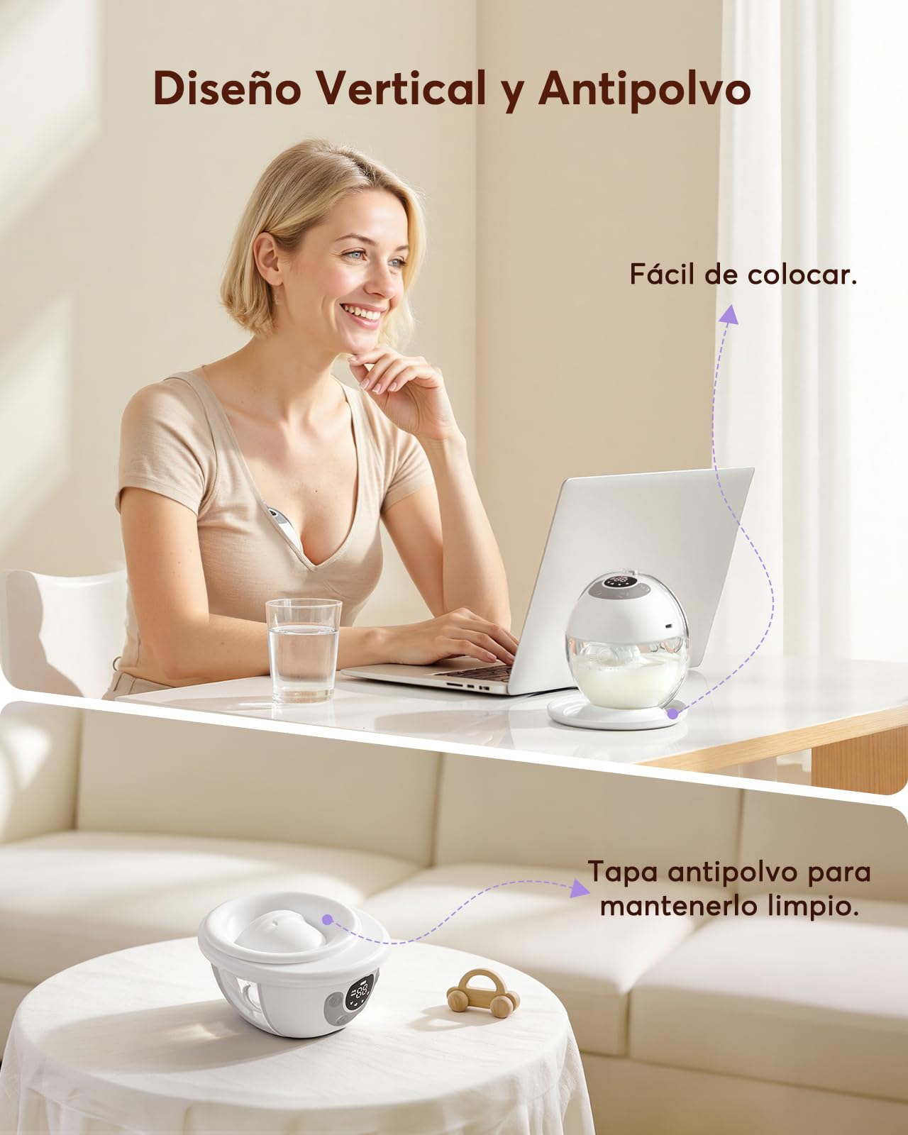 Haokoo Sacaleches Electricos Manos Libres Portátil, Extractor de Leche Materna Eficiente con Sellado Seguro Antifuga, Bridas 17/19/21/24/27mm, Sin BPA, Fácil de Usar, 4 Modos 12 Niveles, 1 Pieza