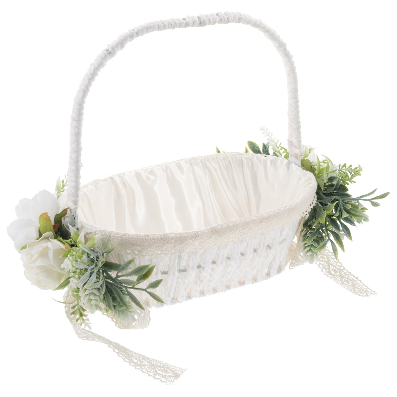 STOBAZA Romantischer Hochzeitskorb Handgewebter Blumenkorb eleganter Griff für besondere Anlässe