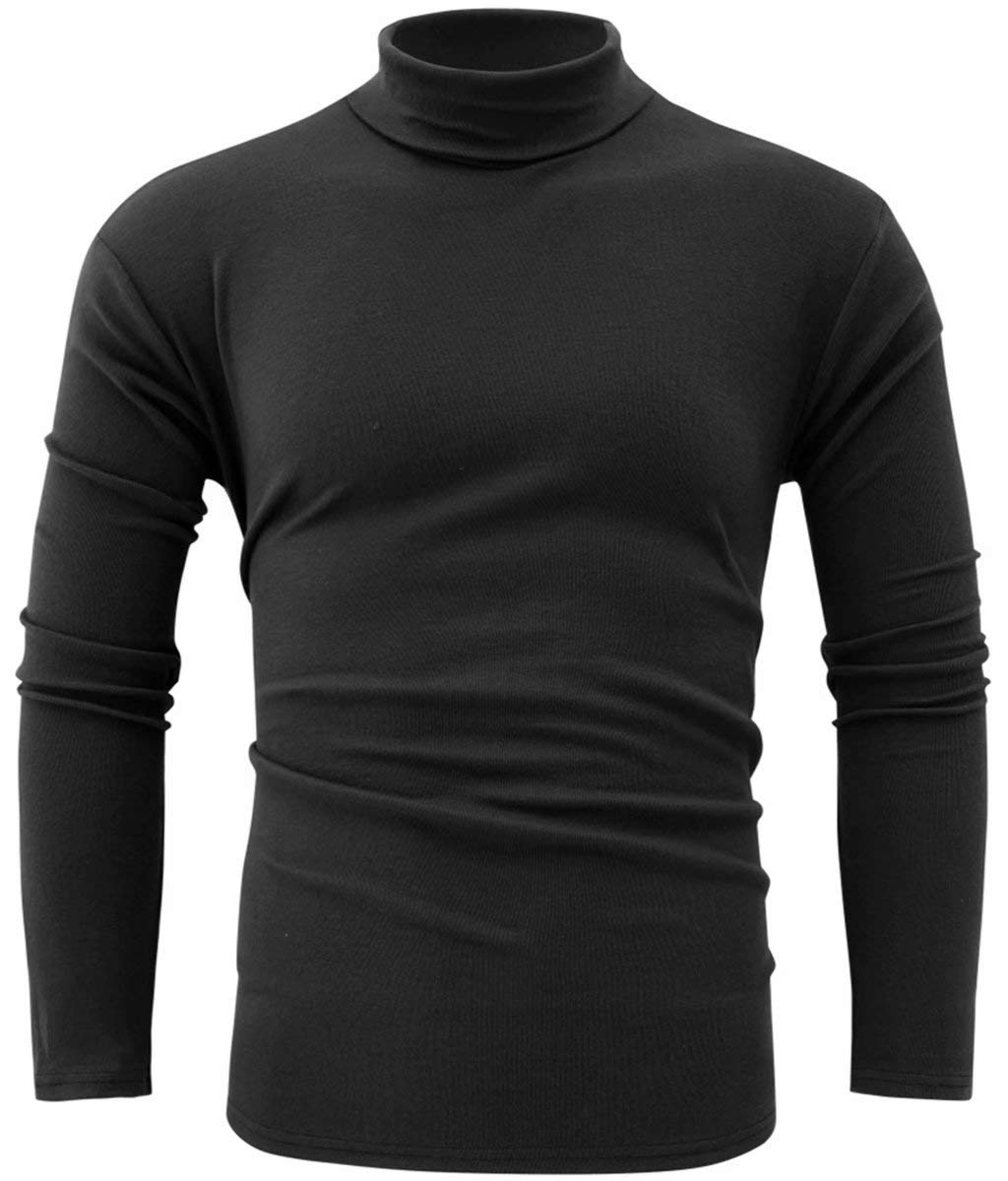 joniveyMens Basic Turtleneck Long Sleeve Lightweight Soft Casual Knit Fitted Thermal T-Shirt Pullover Tops