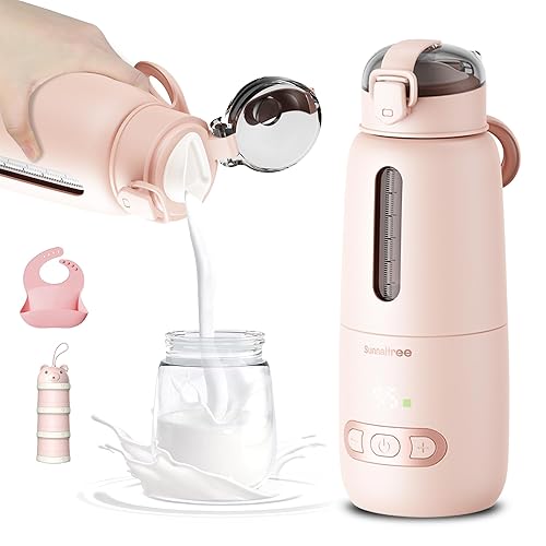Calentador de botellas portátil para viajes, calentador de leche portátil con batería larga de 15000 mAh, calentamiento rápido para leche materna y