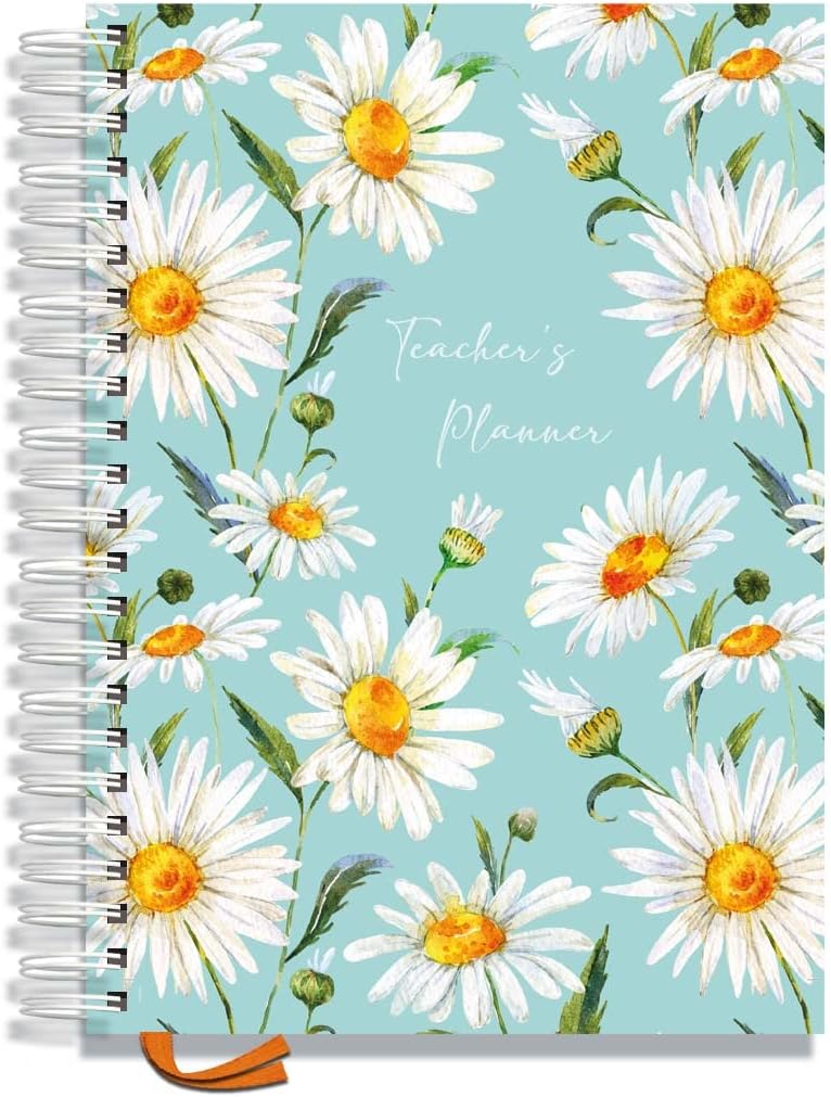 PirongsTeacher Planner 2025-2026 | A4 Size 6 Lesson | Page a Day | Undated Hardback Wiro-bound - Oxeye Daisy