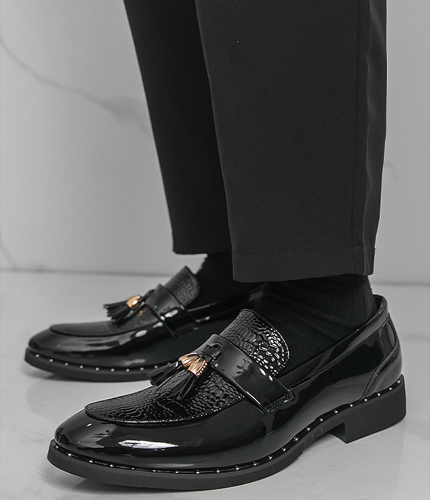 Mocassini Uomo in Vernice con Nappe Scarpe Eleganti
