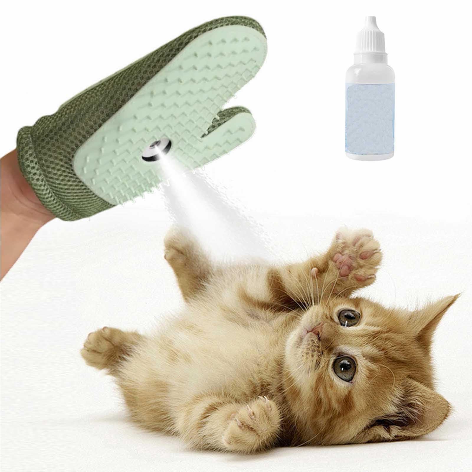 Meowvo All in One Grooming Mist Glove for Pets, Pet Hair Remover Electrostatic Gloves, Spray Massage Brush Gloves, 3-in-1 Reusable Grooming Tool for Dogs & Cats and Couch, Clothing (Green)