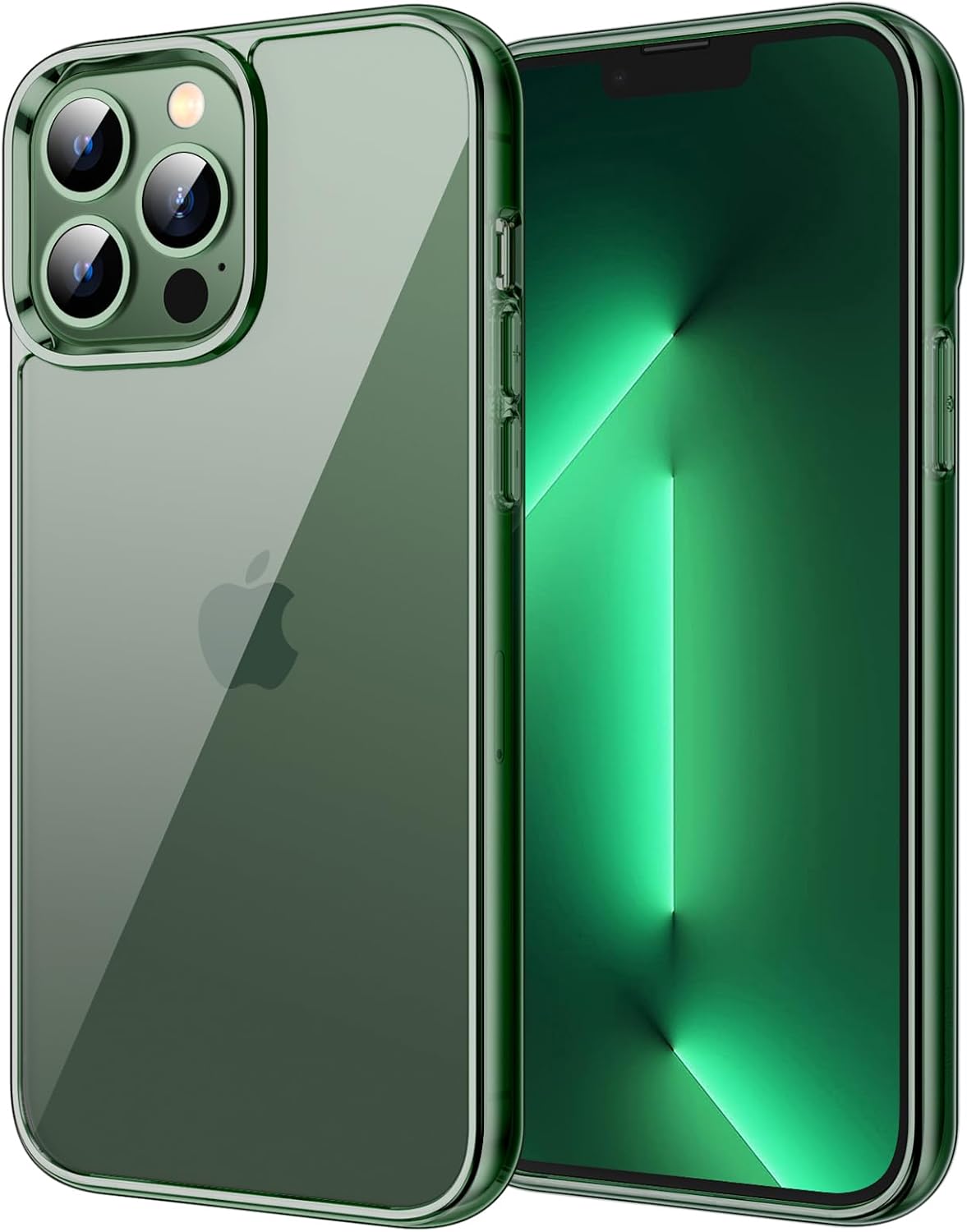 JETech Case for iPhone 13 Pro 6.1-Inch, Non-Yellowing Shockproof Phone Bumper Cover, Anti-Scratch Clear Back (Alpine Green)