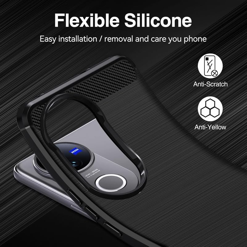 Image of Hybrid Carbon Fiber Back Case for Vivo T4R 5G / iQoo Z10R 5G (Black)