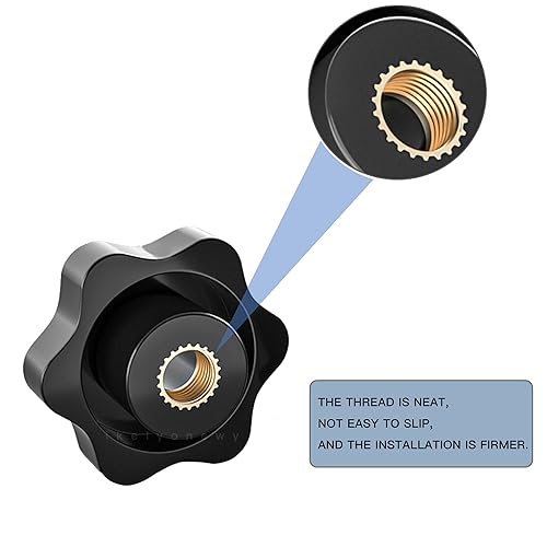 Miniatura 2 de Tuercas de sujeción moleteadas en forma de estrella métricas M8 de plástico negro, pomos roscados, pomo para cortadora de césped, kit surtido para