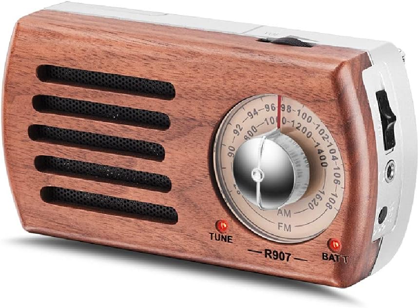 Portable Pocket AM FM Radio Radio Retro Walnut Wood Battery Operated with Best Reception Mini Retro Radio with 3.5 mm Headphone Jack 12,0600 mm