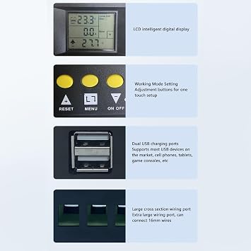 MPPT Solar Panel Regulator, Professional Efficient 12V 24V 36V 48V Solar Controller 7 Working Modes Solar Panel Controller with Dual USB 5V Charging Ports (200A)