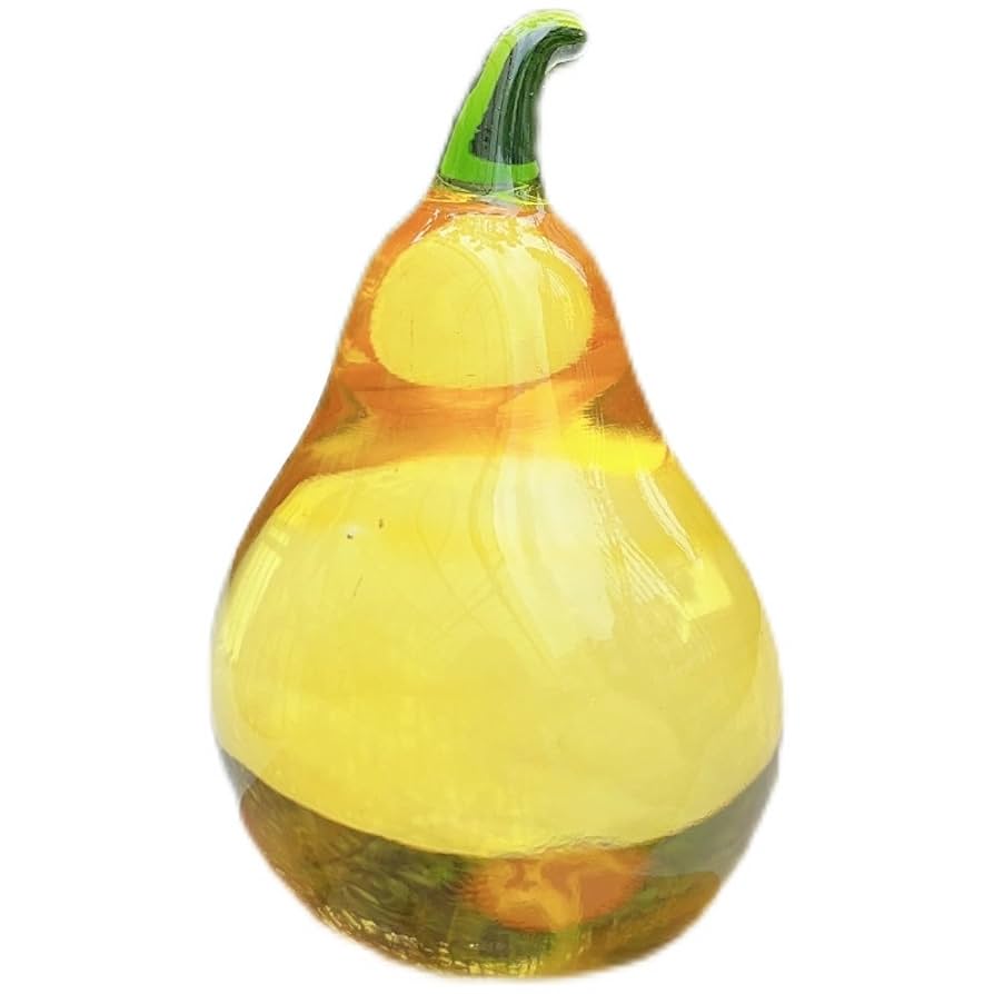 Amazon.co.jp: 色釉アート黄色洋梨フルーツガラス置物手作り吹き