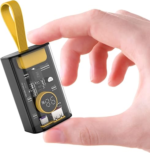 Cargador portátil de 10000 mAh, batería externa transparente de carga rápida de 22.5 W, cargador de teléfono portátil USB C externo de entrada y